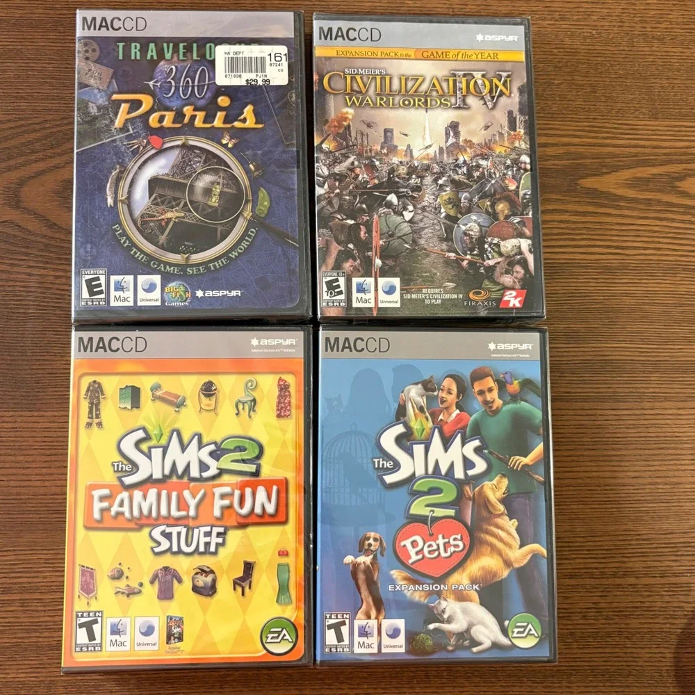 Vintage PC Mac Game Bundle Sims 2 Civilization IV Virtual Pool Morejongg 8 Games